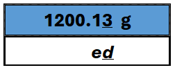 1200.13 g written in a blue box directly above the text, ed in italics