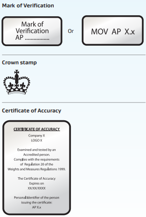 mark of verification, crown stamp, certificate of accuracy